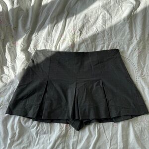 Zara Grey Pleated Mini Skort Skirt With Shorts XL